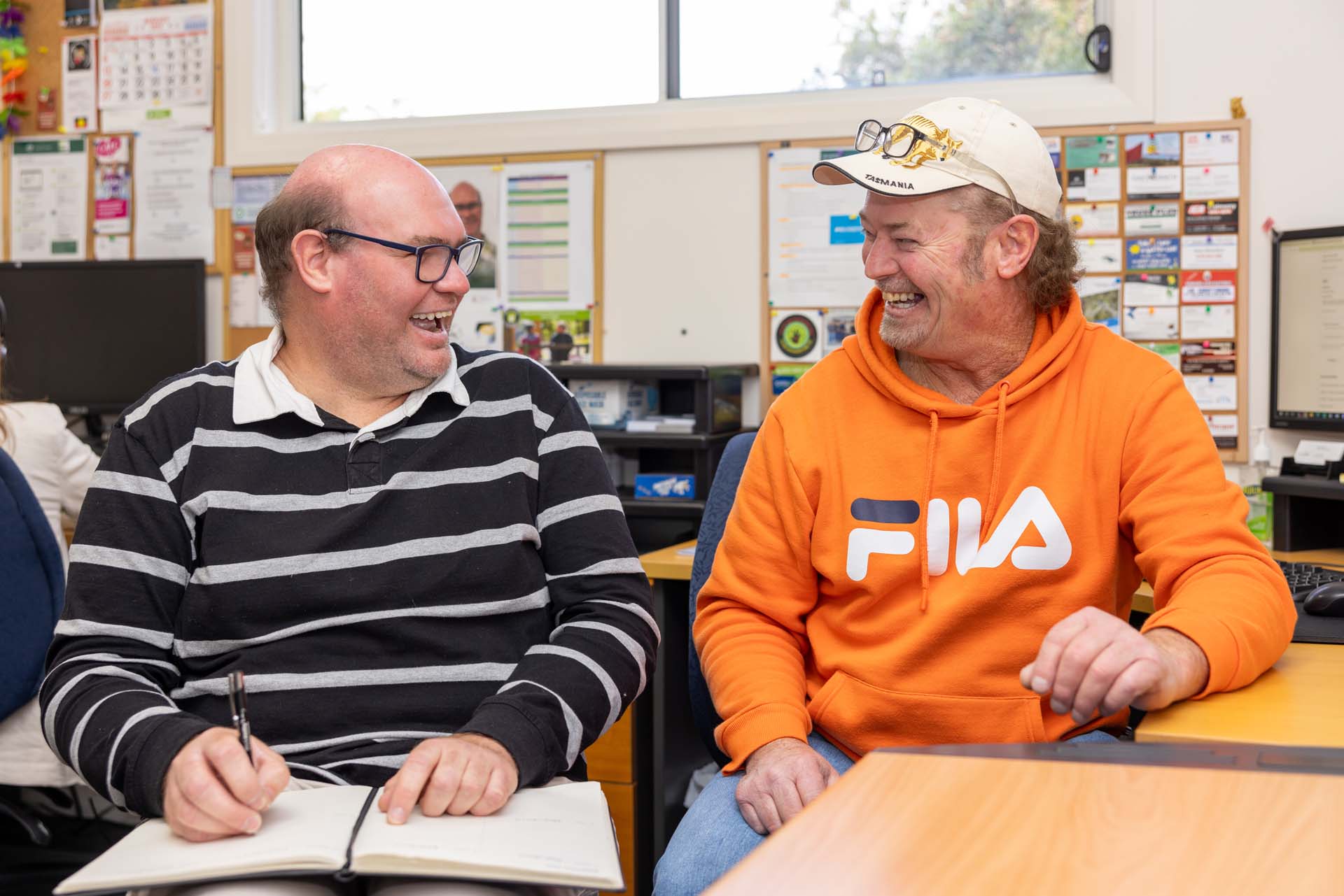 NDIS participant learns new skills on the job with support worker